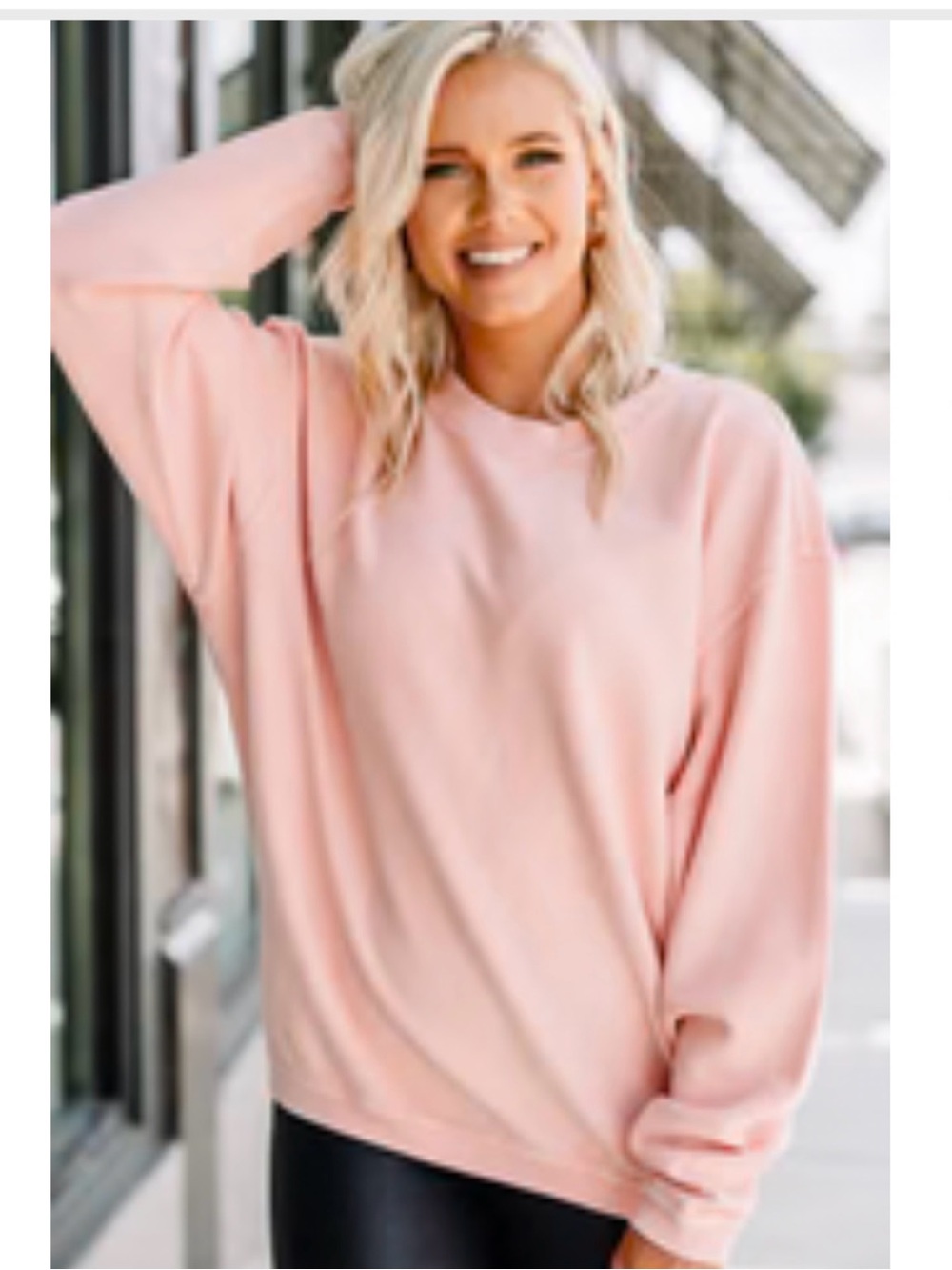 Women's Peach Ribbed Crewneck Sweater